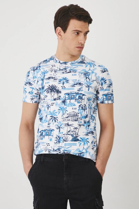 Medicine t-shirt bawełniany męski kolor biały wzorzysty