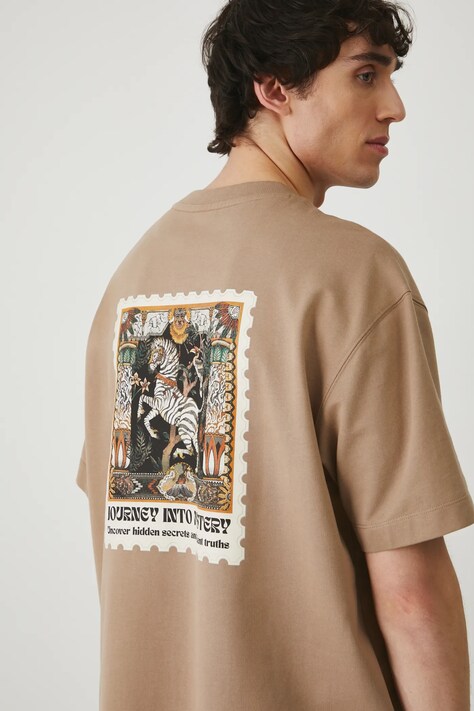 Памучна тениска Medicine в бежово с принт