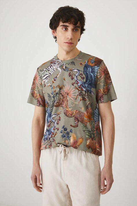 Памучна тениска Medicine в зелено с десен