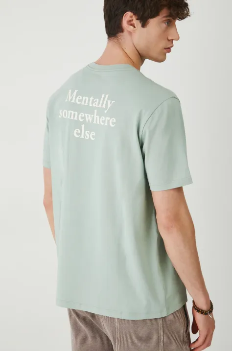 Medicine t-shirt bawełniany męski kolor turkusowy z nadrukiem