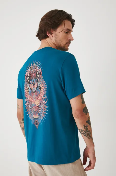 Bavlněné tričko Medicine pánské, zelená barva, s potiskem