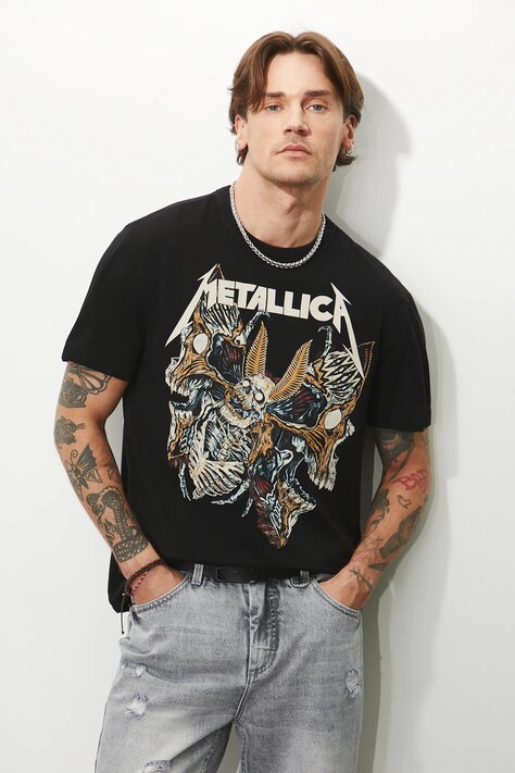 T-shirt bawełniany męski Metallica kolor czarny