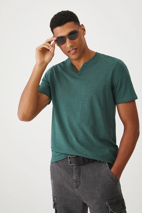 Medicine tricou din bumbac culoarea verde, neted
