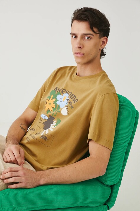 Medicine tricou din bumbac culoarea verde, cu imprimeu