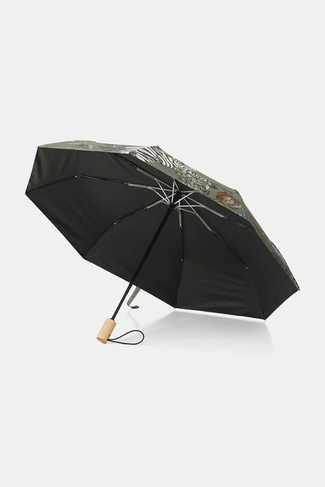 Parasol z motywem roślinnym i zwierzęcym kolor zielony