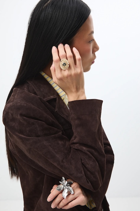 Medicine pierścionek damski metalowy spektrolitowy