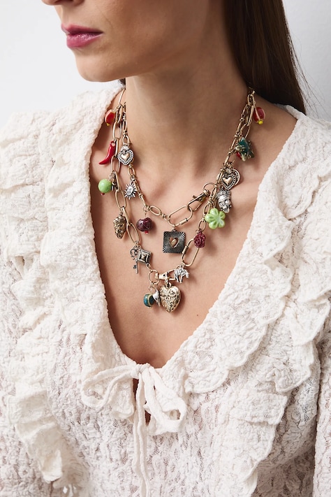 Náhrdelník s ozdobnými príveskami zlatá farba RS26-ASD300