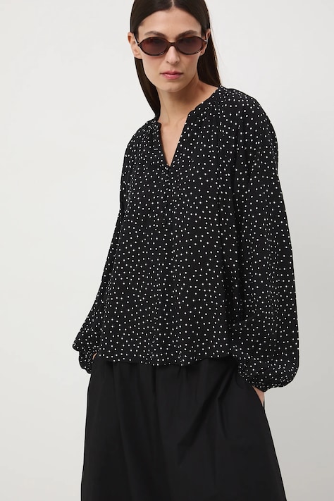 Bluzka damska z wiskozy wzorzysta kolor czarny RS26-BDD010