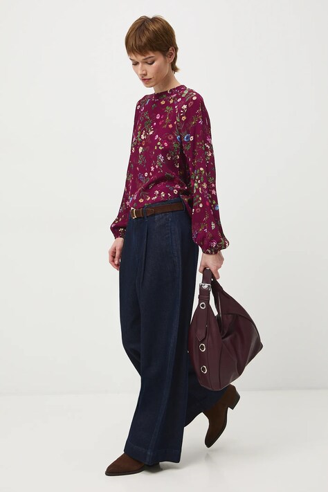 Medicine bluzka damska kolor bordowy wzorzysta
