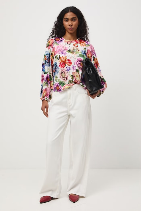 Medicine bluzka damska z wiskozy biała w kwiaty