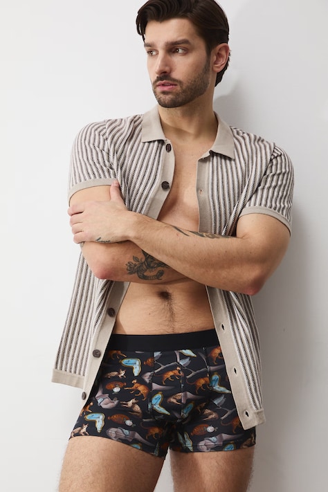 Bokserki bawełniane męskie z elastanem z okazji Dnia Kota (2-pack) kolor multicolor RS26-BIM351