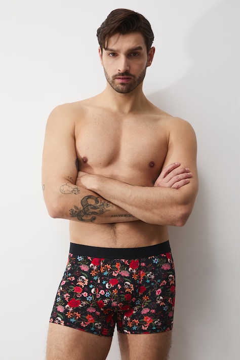 Bokserki bawełniane męskie z elastanem wzorzyste (2-pack) kolor multicolor RS26-BIM400