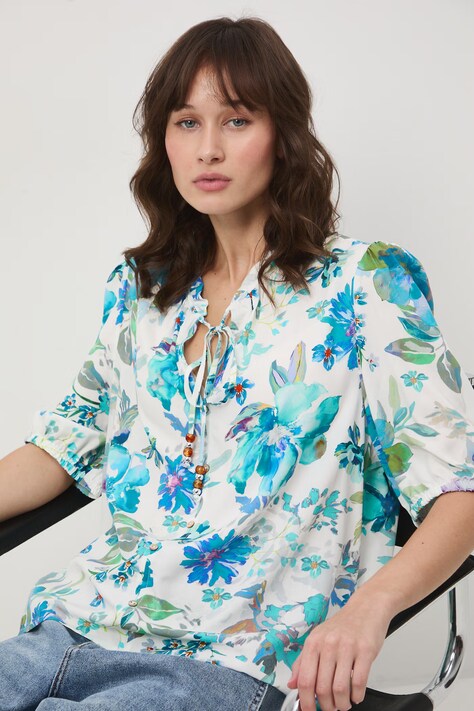 Medicine bluzka damska z wiskozy biała w kwiaty