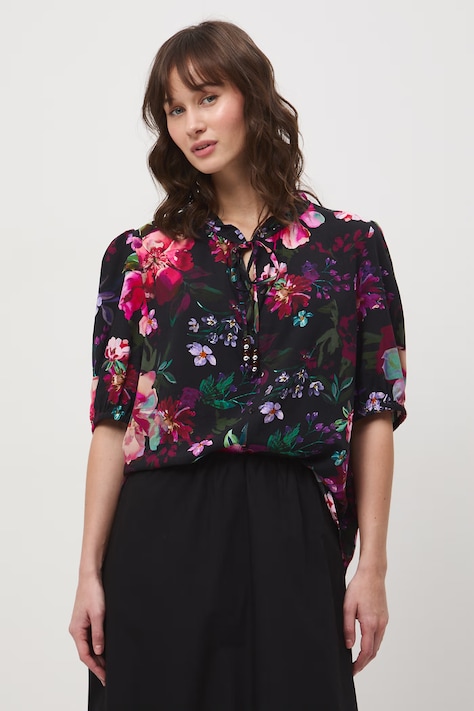 Medicine bluzka damska z wiskozy czarna w kwiaty