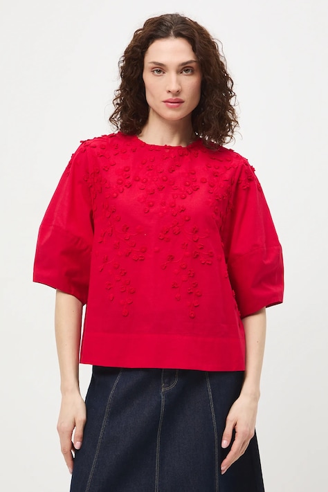 Medicine bluzka damska bawełniana czerwona w kwiaty