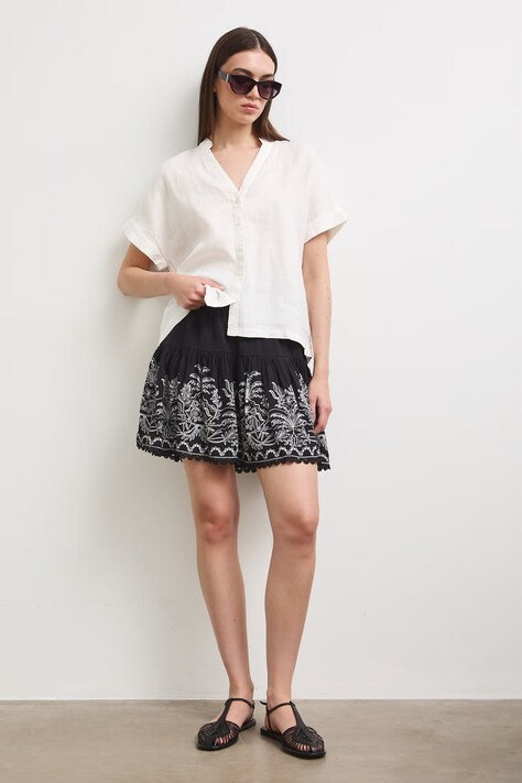 Medicine bluzka koszulowa damska lniana biała gładka