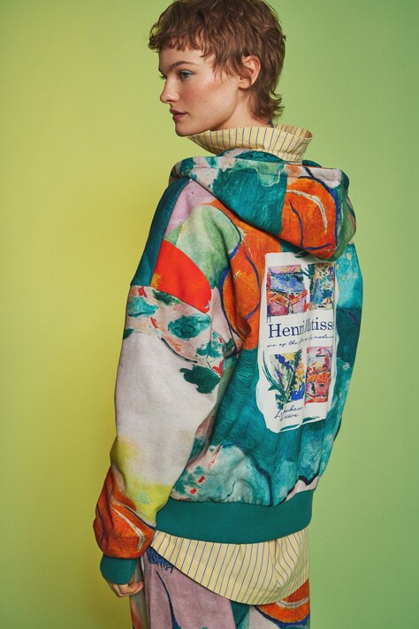 Medicine bluza damska kolor multicolor z kapturem wzorzysta