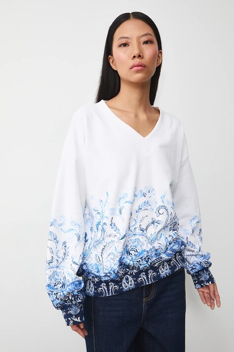 Medicine bluza damska kolor biały wzorzysta