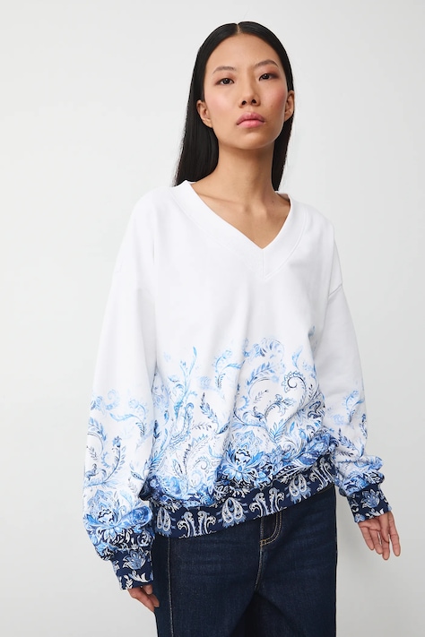 Bluza damska wzorzysta kolor biały RS26-BLD300