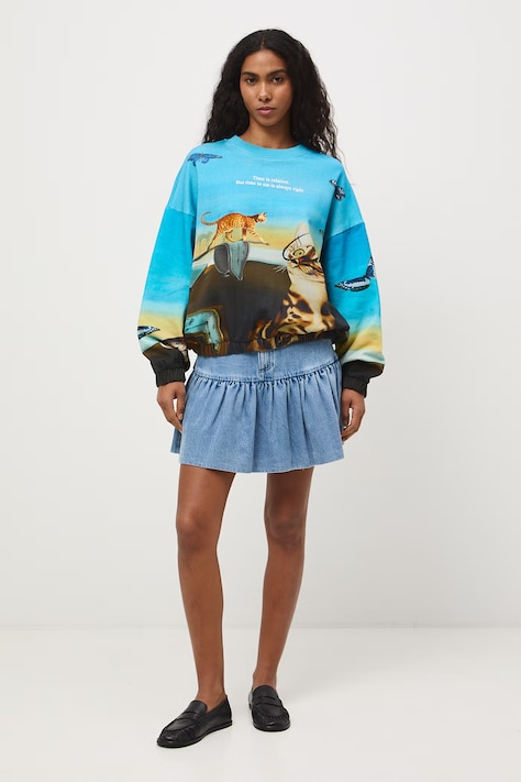 Bluza bawełniana damska z okazji Dnia Kota kolor multicolor RS26-BLD350