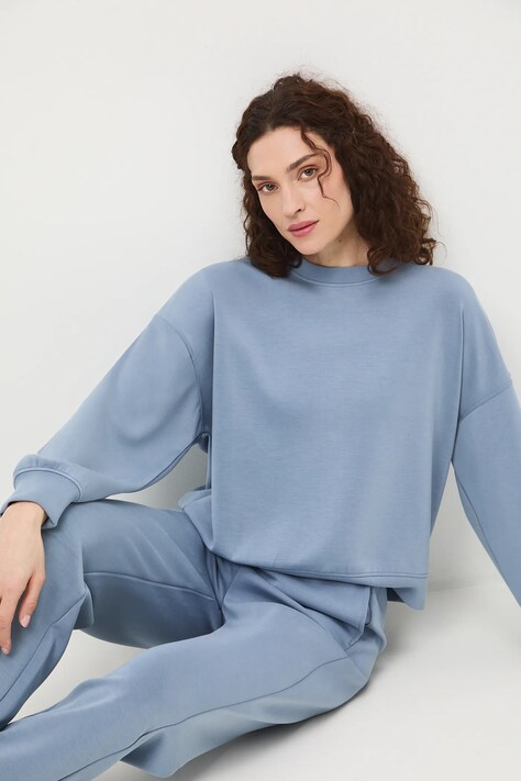 Medicine bluza damska kolor niebieski gładka
