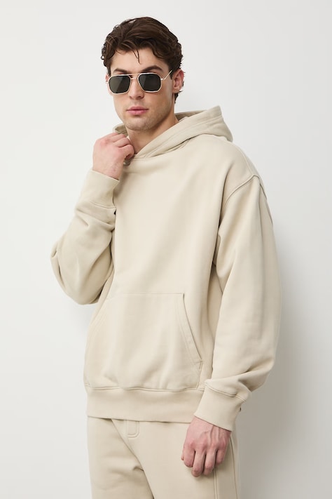 Medicine bluza z kapturem męska bawełniana beżowa