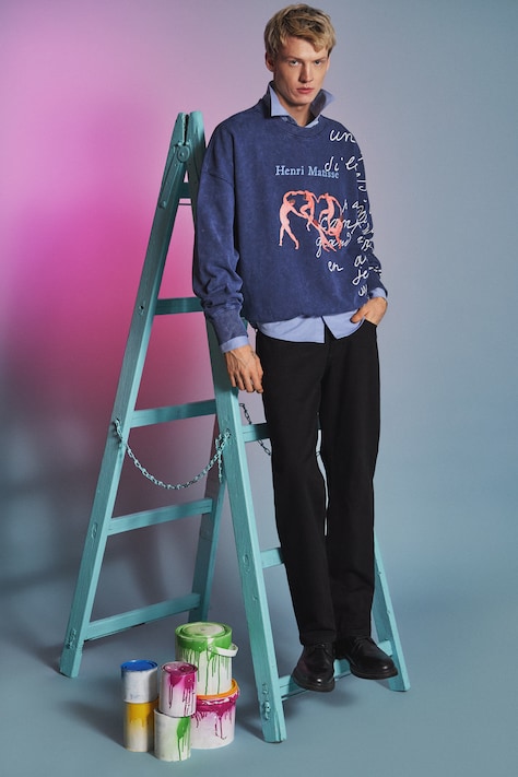 Bavlnená mikina z kolekcie Eviva L'arte modrá farba RS26-BLM250