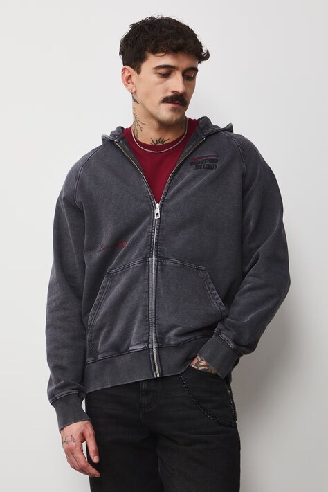 Medicine bluza bawełniana męska kolor szary z kapturem z nadrukiem