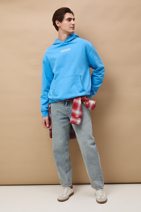 Medicine bluza z kapturem męska bawełniana niebieska