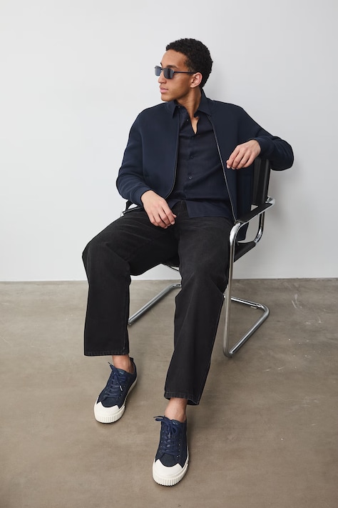 Bluza rozpinana męska z bawełną granatowa RS26-BLM600