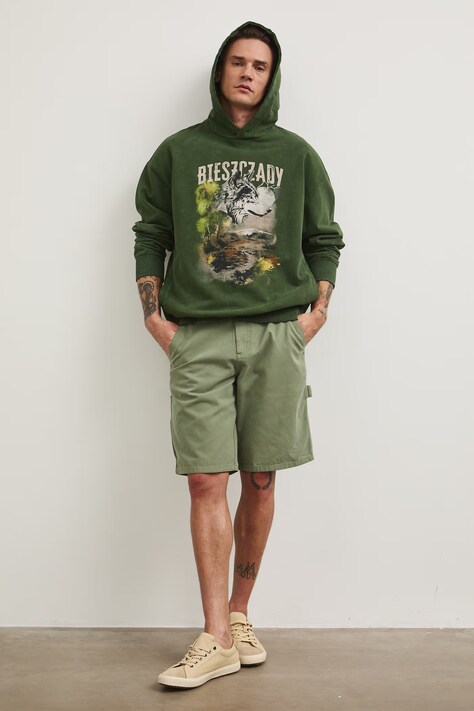 Medicine bluza z kapturem męska bawełniana zielona