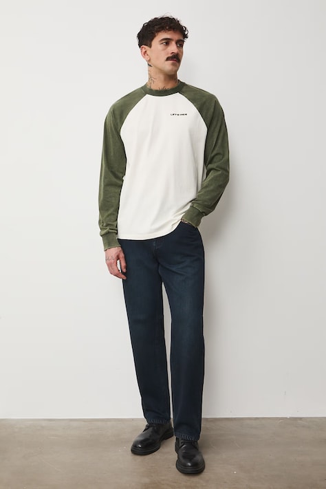 Bavlnené tričko s dlhým rukávom s potlačou zelená farba RS26-BUM400