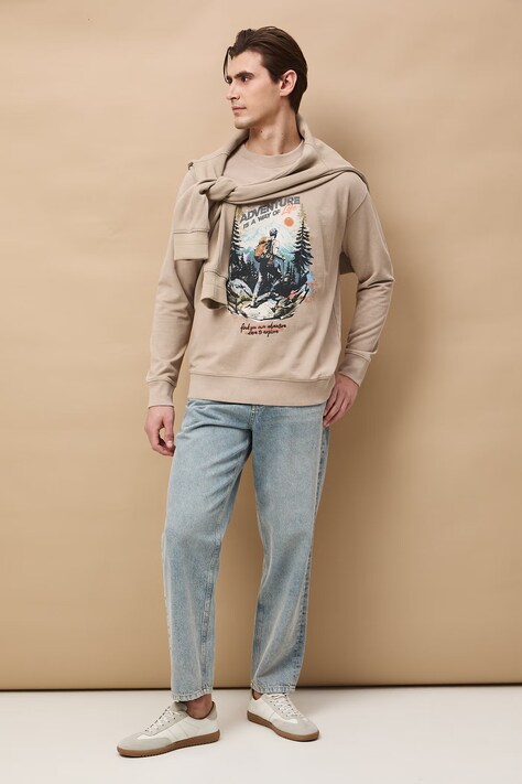 Medicine longsleeve męski bawełniany beżowy