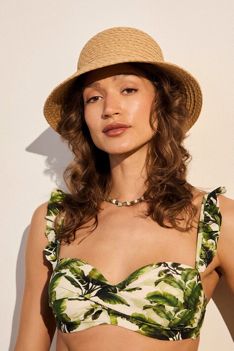 Medicine kapelusz damski pleciony beżowy