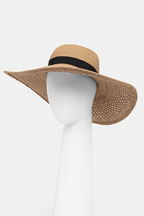 Klobouk se širokou krempou dámský pletený handmade béžový RS26-CAD914