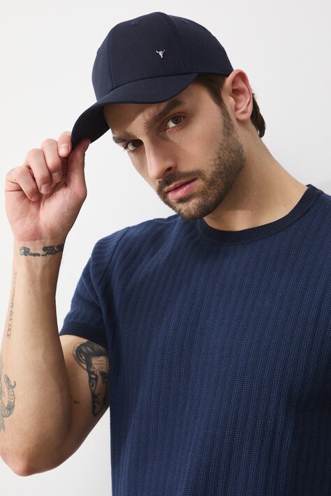Medicine czapka z daszkiem męska bawełniana granatowa