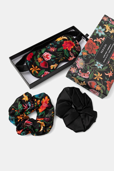 Jedwabny zestaw opaska na oczy i gumki do włosów z jedwabiu RS26-GEU405