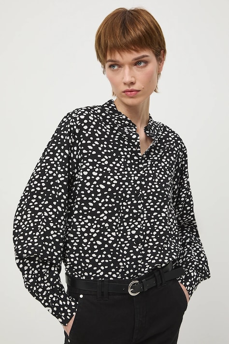 Košile dámská z viskózy se vzorem černá barva RS26-KDD030