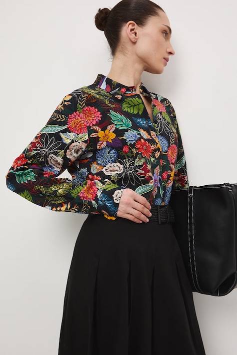 Medicine koszula damska z wiskozy czarna w kwiaty