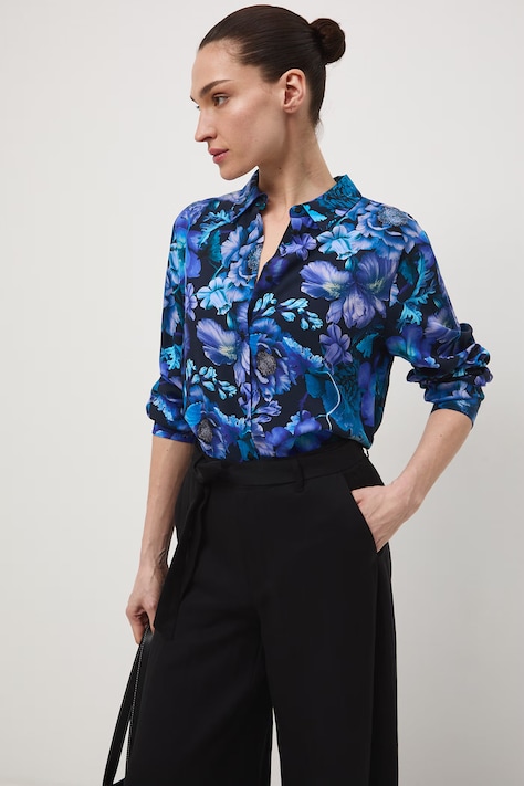 Medicine koszula damska z wiskozy czarna w kwiaty