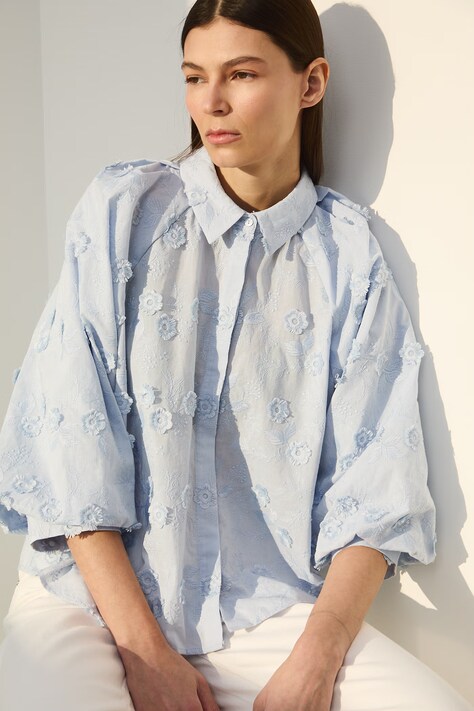 Medicine koszula damska bawełniana niebieska w kwiaty