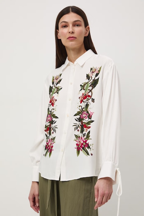 Medicine koszula damska z wiskozy beżowa z nadrukiem