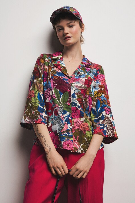 Medicine koszula damska z lyocellem multicolor z motywem zwierzęcym