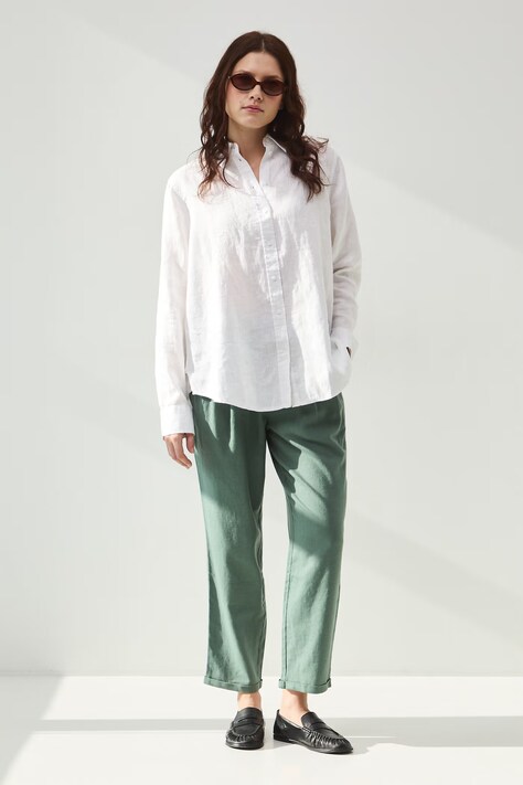 Medicine koszula damska lniana biała gładka