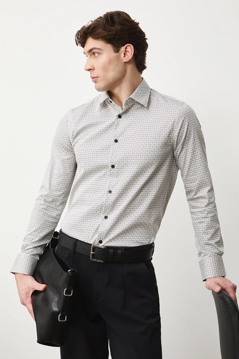 Medicine koszula męska kolor biały slim z kołnierzykiem klasycznym