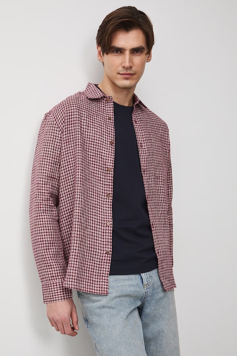 Medicine koszula męska lniana multicolor w kratkę