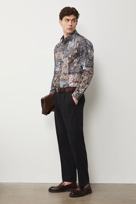 Medicine koszula bawełniana męska kolor multicolor regular z kołnierzykiem klasycznym