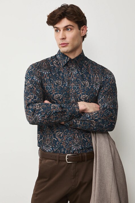 Medicine koszula męska kolor multicolor slim z kołnierzykiem klasycznym