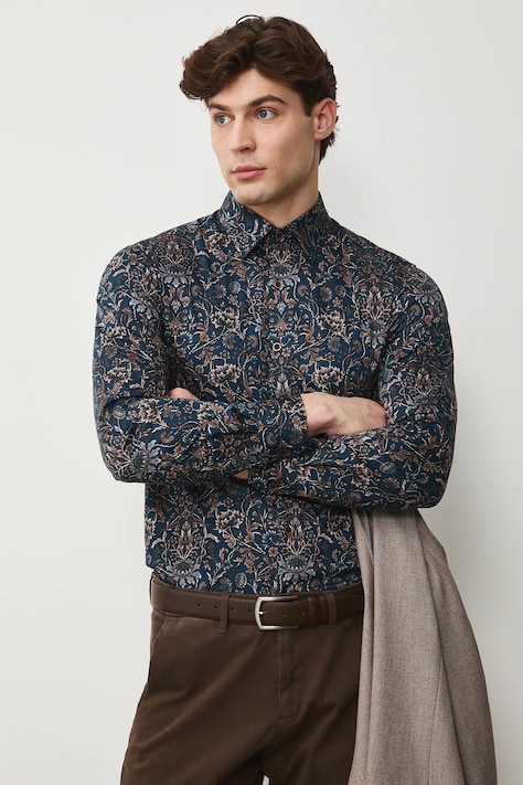 Medicine koszula męska kolor multicolor slim z kołnierzykiem klasycznym