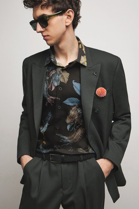 Medicine koszula męska z bawełną multicolor z motywem zwierzęcym